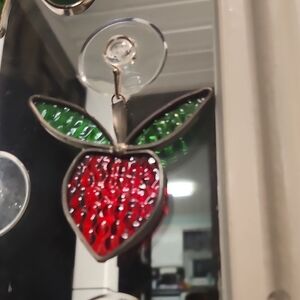 Stained Glass Strawberry Suncatcher